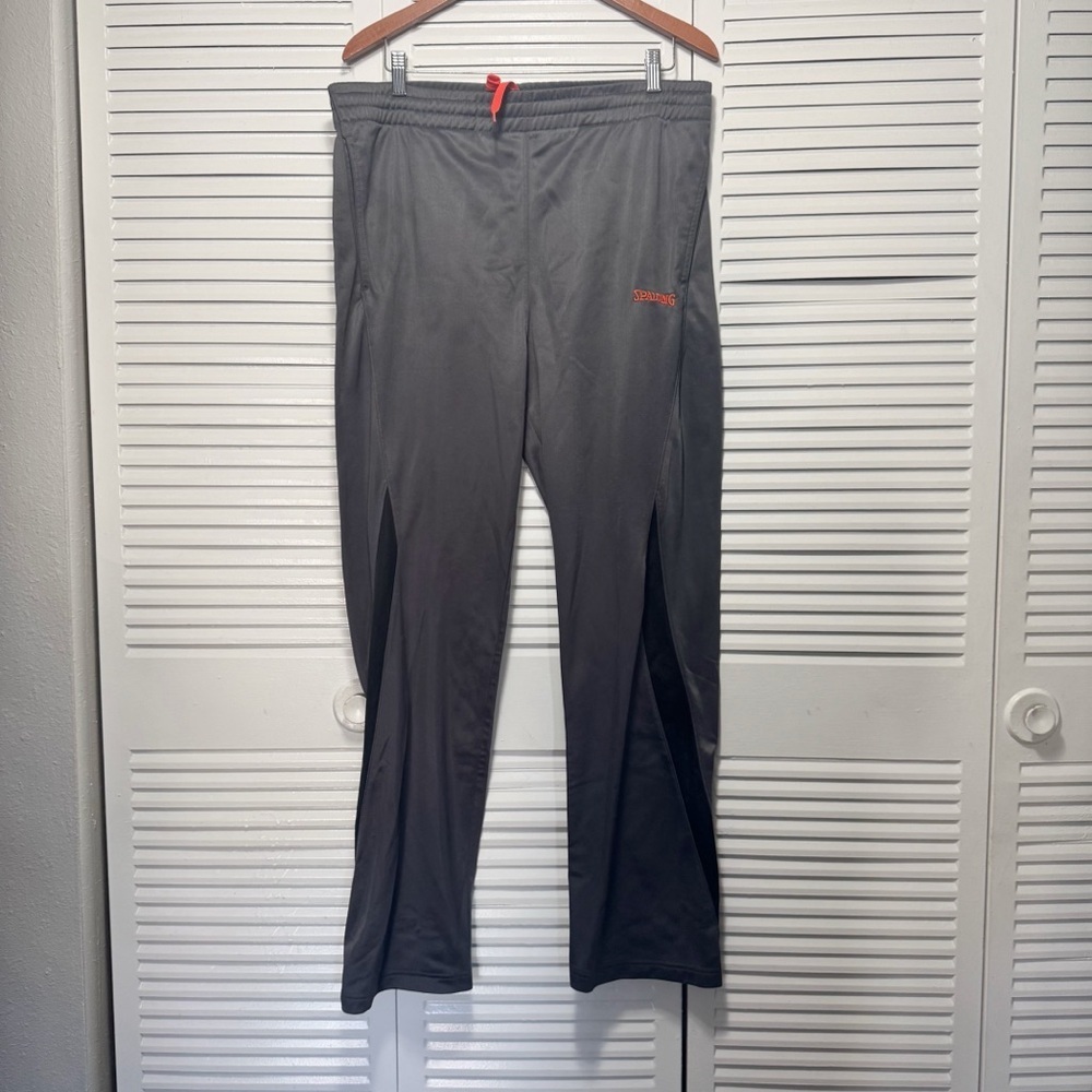 Spalding Mens Grey With Black Elastic Band Striped Straight Joggers Size L